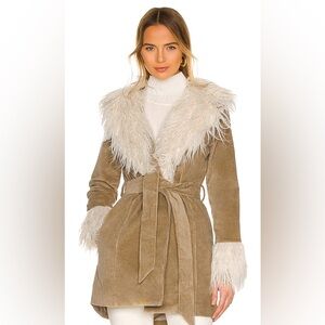 Show Me Your MuMu Tan and Cream Faux Fur Trim Coat
